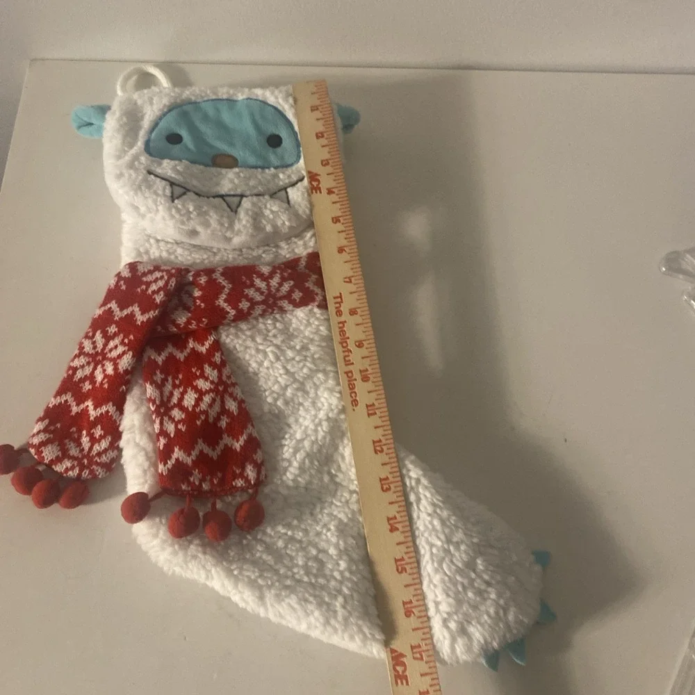 Target Wondershop White Yeti Blue Face Red Scarf Abominable Snowman Stocking 17